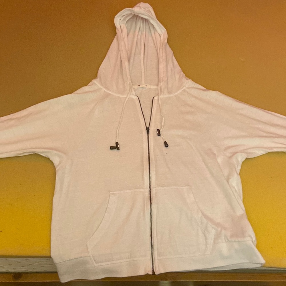 small white garage jacket with cropped sleeves